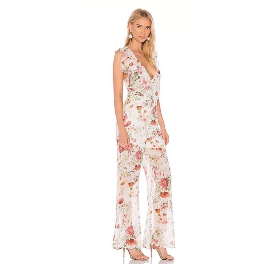 Free People We Are Kindred FIELD BOUQUET Floral Jumpsuit Size 6 Wild Poppy NEW